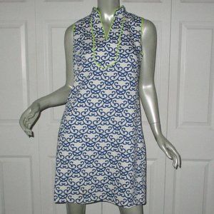 VINCE CAMUTO Blue & White Abstract Pattern Sleeveless A-line Dress